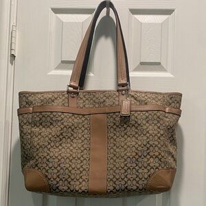 Coach Tan and Brown Signature Tote